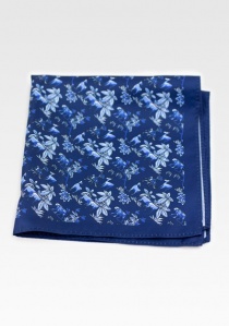 Quadretto da taschino con motivo floreale blu navy