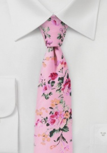 Cravatta in cotone con motivo a rose