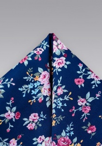 Sciarpa Cavalier in cotone con motivo floreale blu