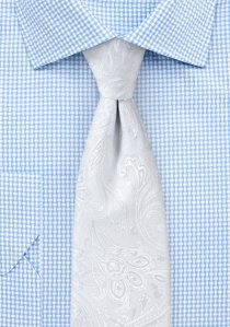 Cravatta coltivata motivo paisley bianco perla