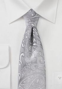 Cravatta elegante motivo paisley argento