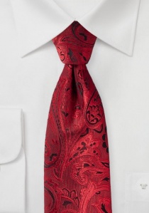 Cravatta uomo elegante motivo Paisley rosso nero