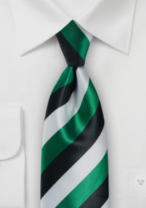 Cravatta a righe verde bianco neve nero