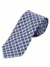 Extra schmale Krawatte Glencheckmuster grau himmelblau
