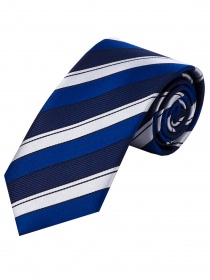 Cravatta business design a righe blu notte bianco