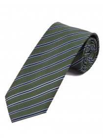Cravatta con motivo a righe oliva blu navy bianco