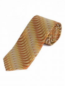Schmale Krawatte Wellen-Muster goldgelb
