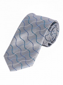 Cravatta stretta con motivo a onda argento