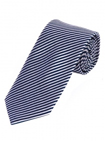 Cravatta a righe sottili blu scuro bianco