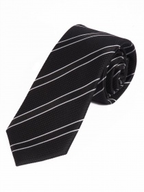 Cravatta a righe strette Asfalto Nero Perla Bianco