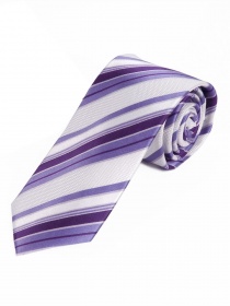 Cravatta a righe sottili bianca e viola