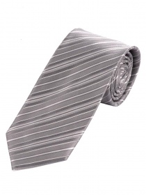 Cravatta a righe sottili grigio argento bianco