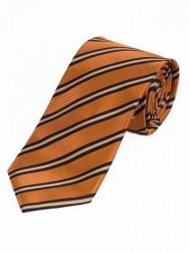 Krawatte raffiniertes Streifen-Dessin orange teerschwarz weiß