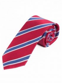 Cravatta elegante a righe rosso bianco blu reale