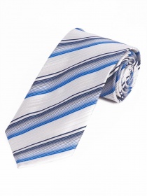 Krawatte edles Streifen-Dekor weiß hellblau navy