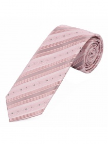 Cravatta stretta linee floreali rosa e argento