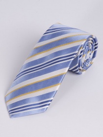 Cravatta stretta con disegno a righe blu ghiaccio