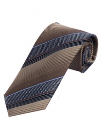 Auffallende Krawatte streifig dunkelbraun hellblau asphaltschwarz