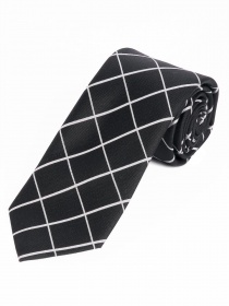 Cravatta elegante linea check asfalto nero bianco