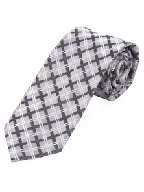 Cravatta elegante linea check grigio chiaro bianco