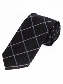 Cravatta stretta Linea elegante Check Asfalto Nero