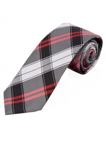 Cravatta da lavoro in tartan nero, bianco e rosso