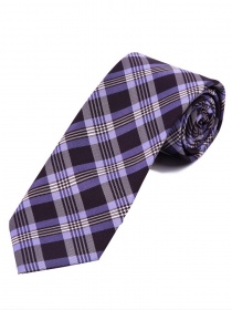Cravatta con design a scacchi viola perlato bianco
