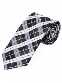 Cravatta Tartan stretta Nero Perla Bianco