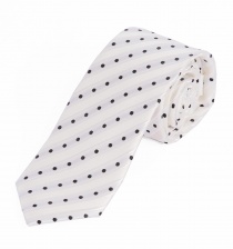 Cravatta oversize a pois bianco perla