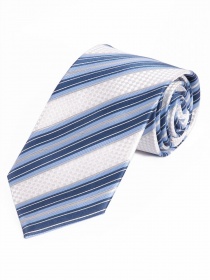 Cravatta lunga da uomo con design a righe azzurro