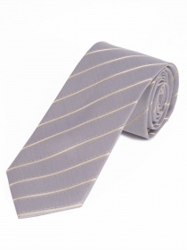 Lange Krawatte dünne Streifen silber schneeweiß