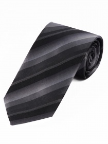 Cravatta a righe lunghe argento nero