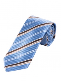 Elegante cravatta XXL a righe blu cielo marrone