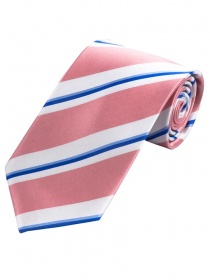 Cravatta d'affari XXL a righe rosa bianco neve