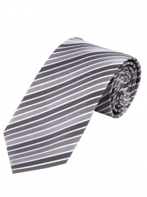 XXL Cravatta a righe sottili grigio argento bianco