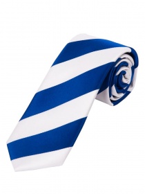 Cravatta lunga da uomo a righe blu e bianche