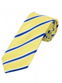 Stylische XXL  Krawatte gestreift gelb schneeweiß blau