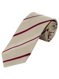 Modische  XXL Krawatte gestreift sandfarben bordeaux weiß