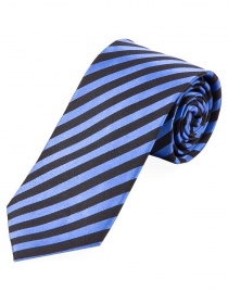 Cravatta lunga da uomo a righe blu e nero