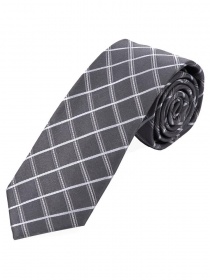 Cravatta lunga Linea elegante Check Grigio chiaro