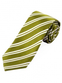 XXL Cravatta a righe verde oliva bianco perla