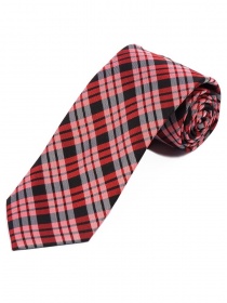 Cravatta lunga in tartan nero rosso