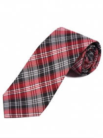 Cravatta a quadri lunga nera, bianca e rossa