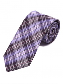 Cravatta lunga Tartan Business Viola Bianco
