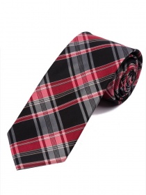 Cravatta overlong design Glencheck nero rosso