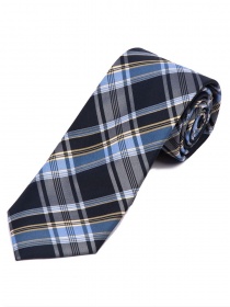 Cravatta business overlong in tartan blu navy blu