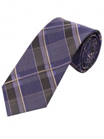 Cravatta lunga in tartan nero viola