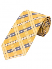 Cravatta a quadri XXL giallo oro grigio chiaro