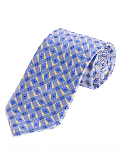 Breite Krawatte hellblau Viereck-Ornamente