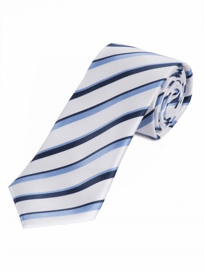 Extra breite Krawatte raffiniertes Streifen-Muster weiß eisblau marineblau